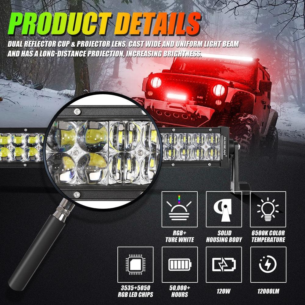 V-PRO RGBW LED Light Bar + RGB Rock Light Set Combo