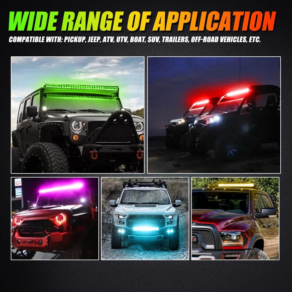 V-PRO RGBW LED Light Bar + RGB Rock Light Set Combo