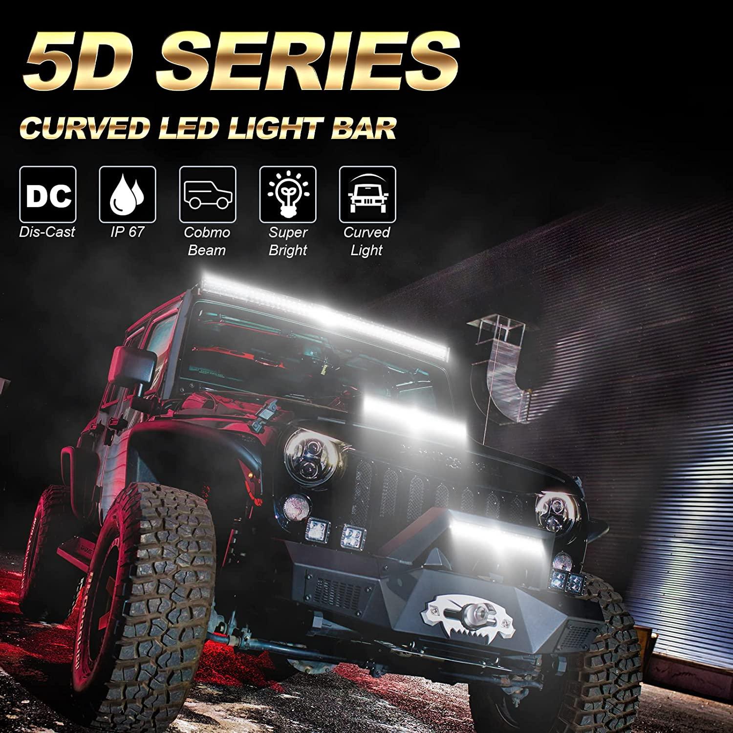 32 Inch 5D Series LED Light Bar & A-Pillar Bracket for Polaris RZR