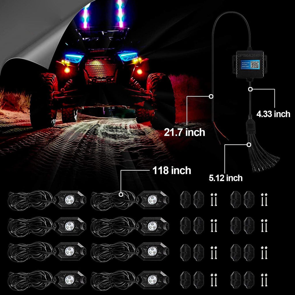 V-PRO RGBW LED Light Bar + RGB Rock Light Set Combo