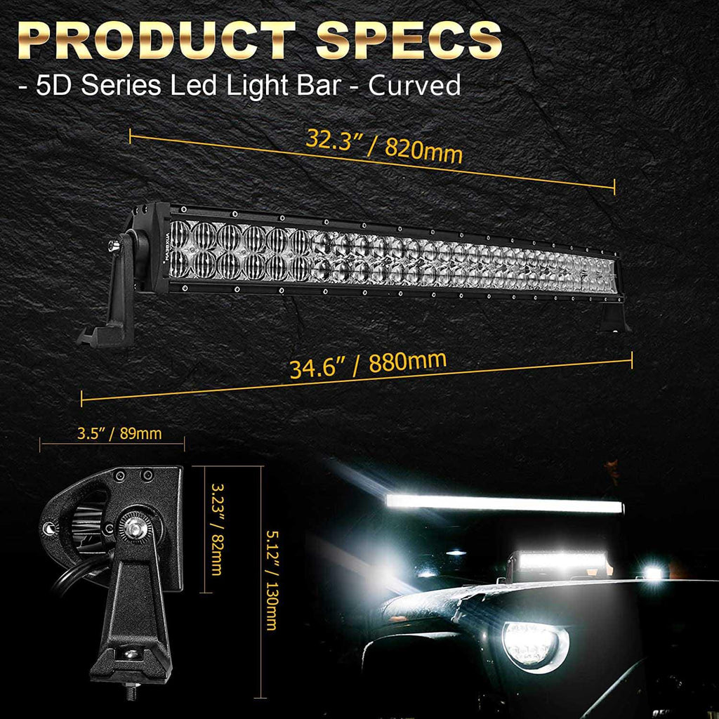 32 Inch 5D Series LED Light Bar & Upper Bracket for Polaris RZR
