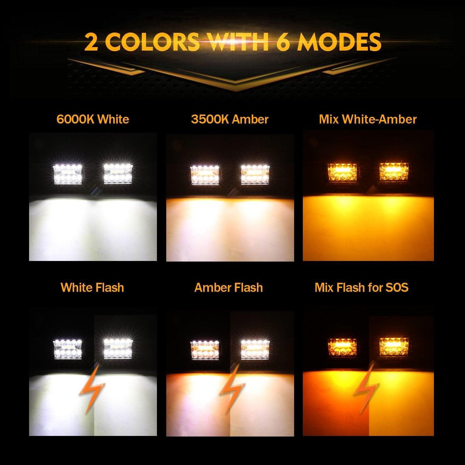 6 Modes White & Amber LED Light Bar (Small Sizes)