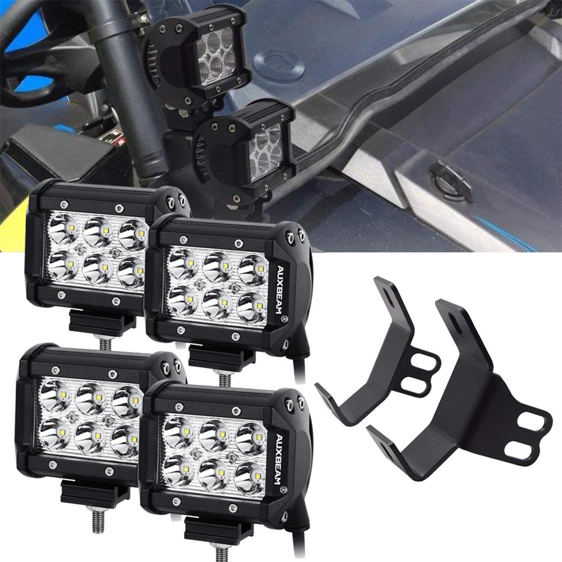 4 Inch LED Pod Lights & Pillar Bracket for Polaris RZR XP 1000 & RZR 900