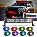 V-PRO RGBW LED Light Bar + RGB Rock Light Set Combo