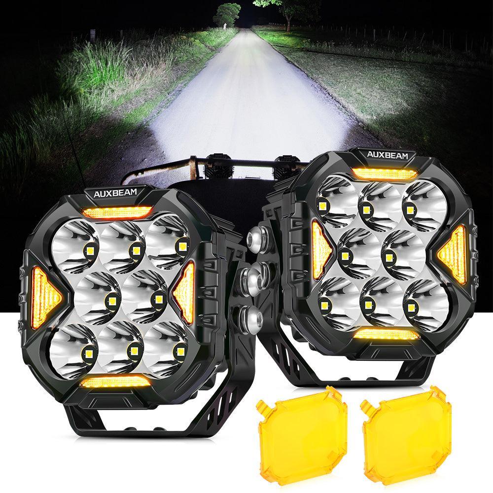 CUBE-Z Series 4 Inch LED Pod Lights with White DRL & Amber Turn Signal