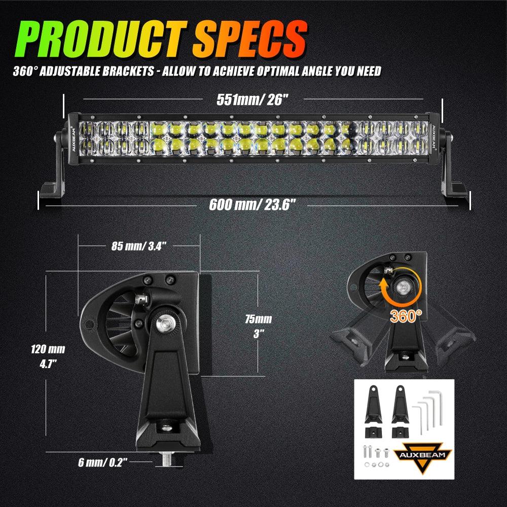 V-PRO RGBW LED Light Bar + RGB Rock Light Set Combo