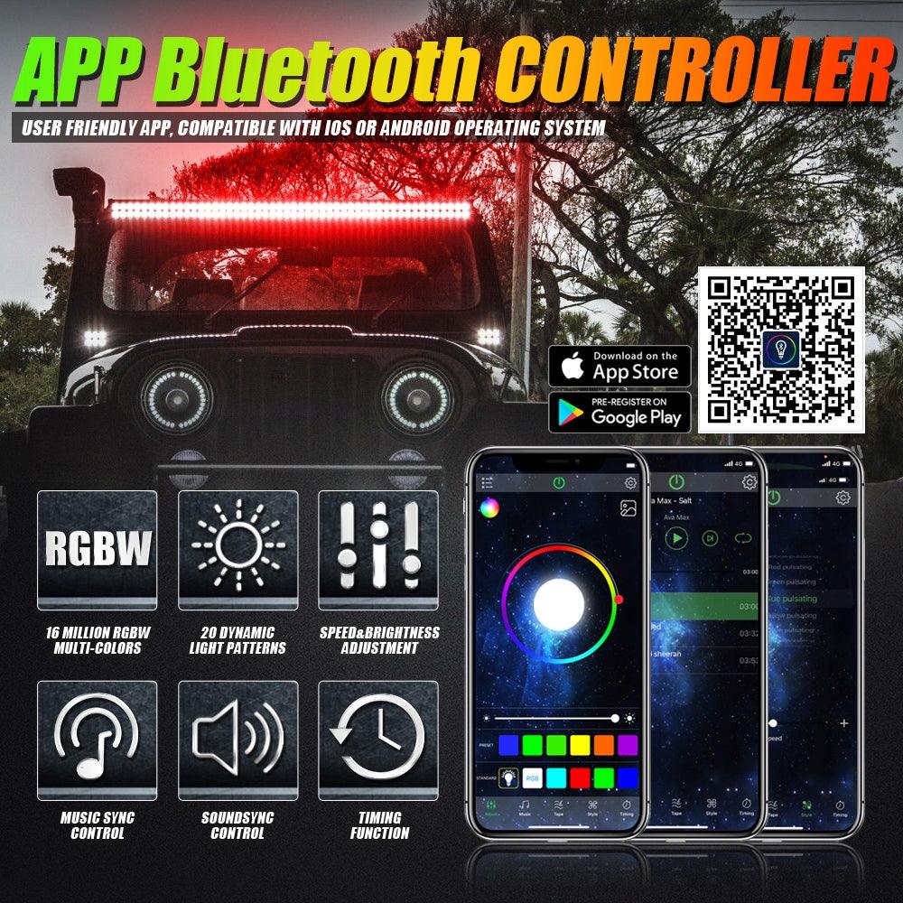V-PRO RGBW LED Light Bar + RGB Rock Light Set Combo
